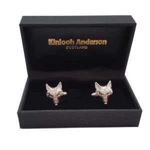 Fox Head Cufflinks - Sterling Silver with Ruby Eyes