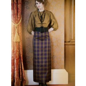 Straight skirt with back vent 100% pure silk tartan - Made to Order