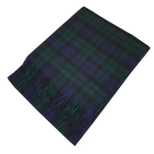 Lustre Finish Cashmere Blanket in Black Watch Tartan