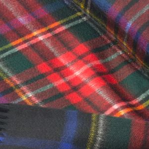 Cashmere Throw in Black Stewart Tartan