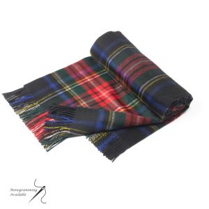 Cashmere Throw in Black Stewart Tartan