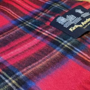 Ripple Cashmere throw blanket in Royal Stewart Tartan