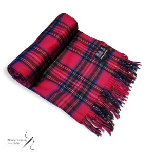 Ripple Cashmere throw blanket in Royal Stewart Tartan