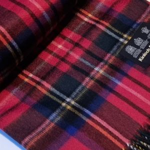 Cashmere throw blanket in Royal Stewart Tartan