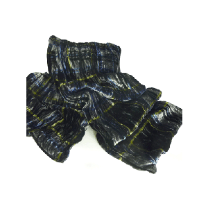 Twisted Tartan Scarf in Black and Grey Silk Velvet