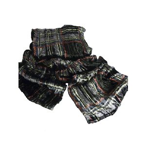 Twisted Tartan Scarf in Black and Red Silk Velvet