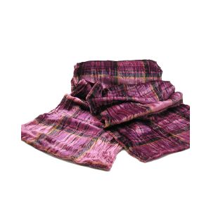 Twisted Tartan Scarf in Pink Silk Velvet