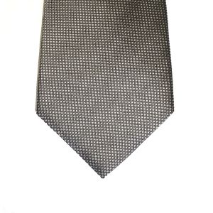Wedding Tie in Pure Silk Silver Grey in Birdseye Check design