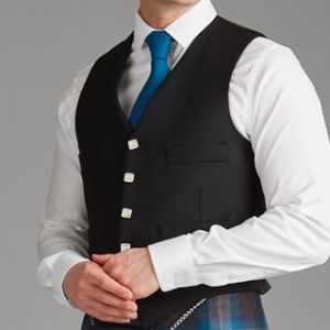 Day Argyll Waistcoat in Black Barathea  Made to Order