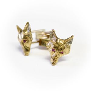 24 Carat Gold Fox Head Cufflinks with Ruby Eyes