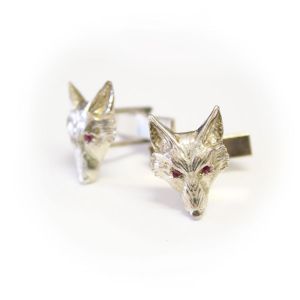 Fox Head cufflinks with ruby eyes