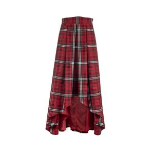 Pleated Lilly Skirt in Scott Red Tartan - 100% Wool