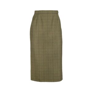 Classic Straight Skirt in Lightweight Green Tweed