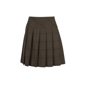 Hipster Pleated Skirt in Brown and Purple Heavy Weight - Mini Length