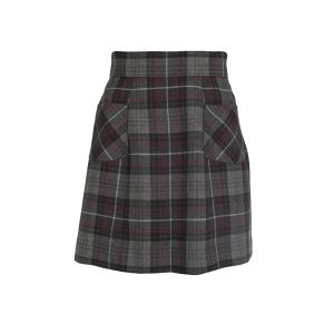 A Line Tweed Skirt in Castle Grey Tartan