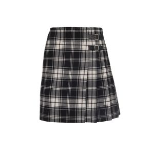 Assymetric Pleat Skirt in Kinloch Anderson Black and White Tartan