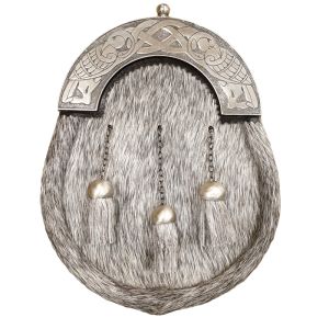 Pony Skin Dress Sporran with Celtic Bird Antique Finish Cantle 