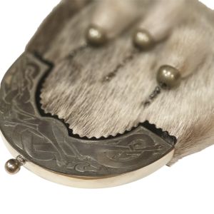 Sealskin Dress Sporran with Celtic Dog Design in Antique Finish - Reduced to Clear 