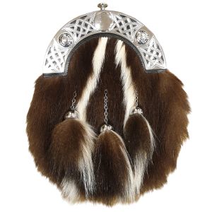 Skunk Dress Sporran with Celtic Knot Design in Chrome Finish - Reduced to Clear