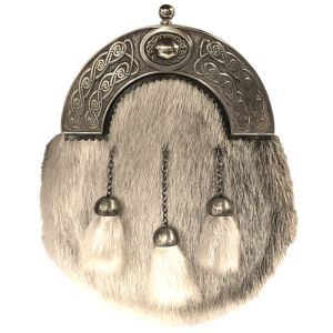 Sealskin Dress Sporran with Oval Celtic Design in Antique Finish - Reduced to Clear