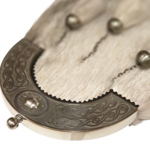 Sealskin Dress Sporran with Oval Celtic Design in Antique Finish - Reduced to Clear