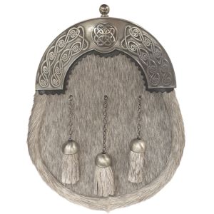 Pony Skin Dress Sporran with Celtic Rose in Antique Finish - Reduced to Clear