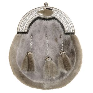 Sealskin Dress Sporran with Celtic Cantle and 3 tassels - Reduced to Clear