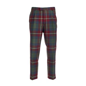 Straight Waistband Trousers in Roxburgh Red Muted Tartan