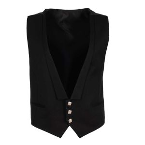 Extra Long Evening Waistcoat in Black Barathea