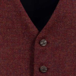 Day Waistcoat in Red Herringbone Tweed