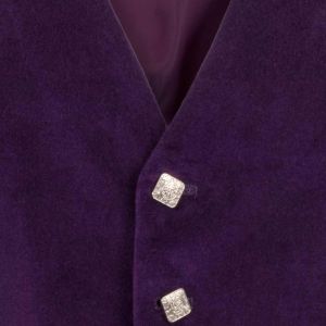 Straight Hem Day Waistcoat in Purple Velvet