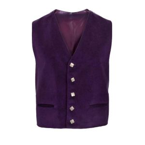 Straight Hem Day Waistcoat in Purple Velvet