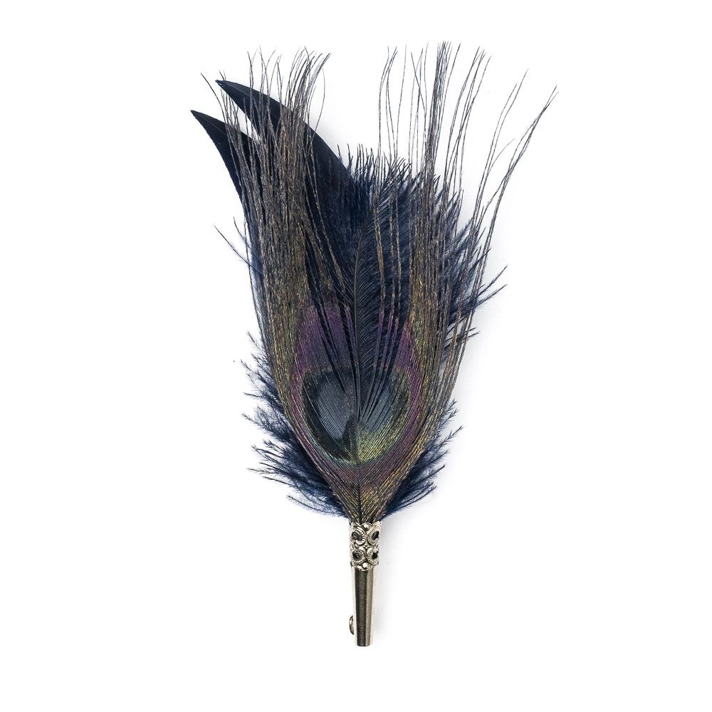 Feather Lapel Pin Midnight Peacock Kinloch Anderson