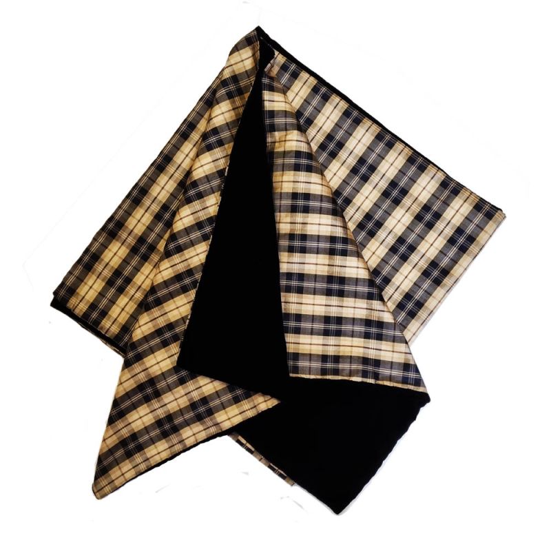 Evening Stole in Kinloch Anderson House Tartan in Pure Silk with Black Velvet Backing length 70"