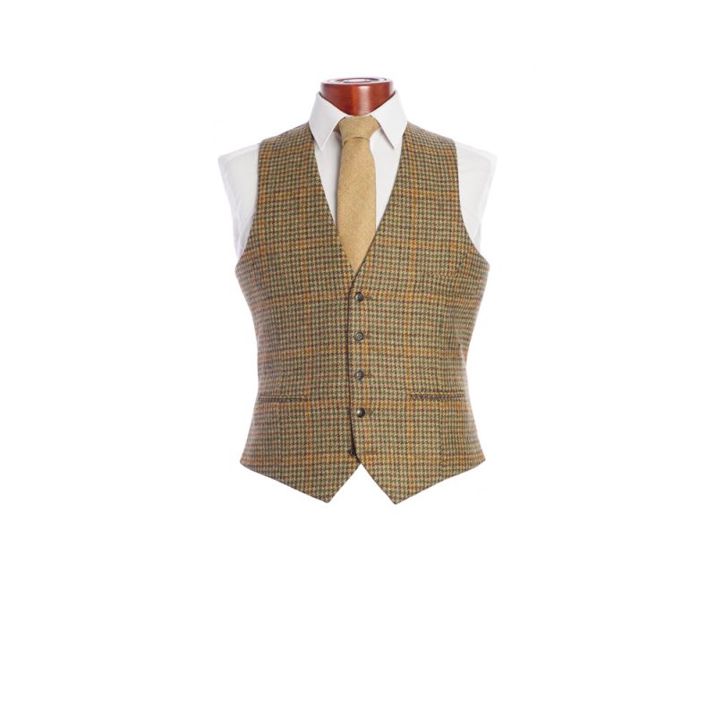 The Kinloch Tweed Waistcoat in Green Check