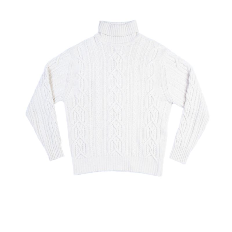 Cable Knit, Roll Neck Jumper - Marl Cream