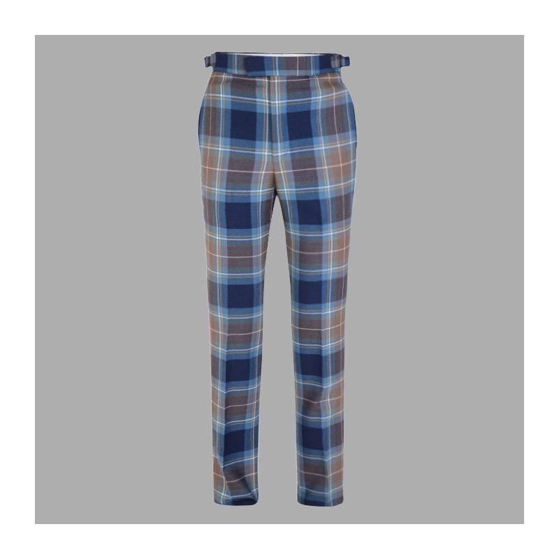 KINLOCH ANDERSON STRAIGHT WAISTBAND TROUSERS IN HOLYROOD TARTAN