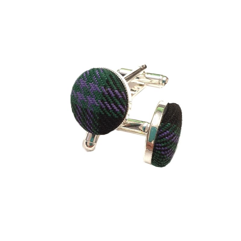 Scottish Rugby Tartan and Sterling silver plated cufflinks