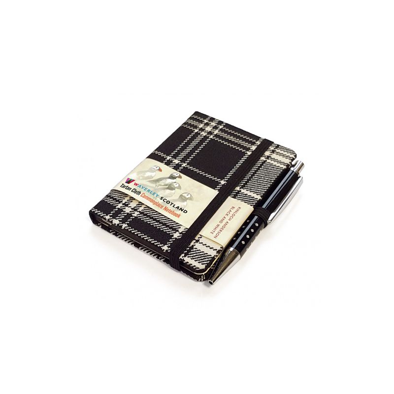 Kinloch Anderson Tartan Notebook in Black and White Angled