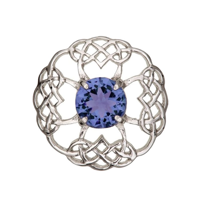 Pewter Celtic Brooch with Amethyst Coloured Stone