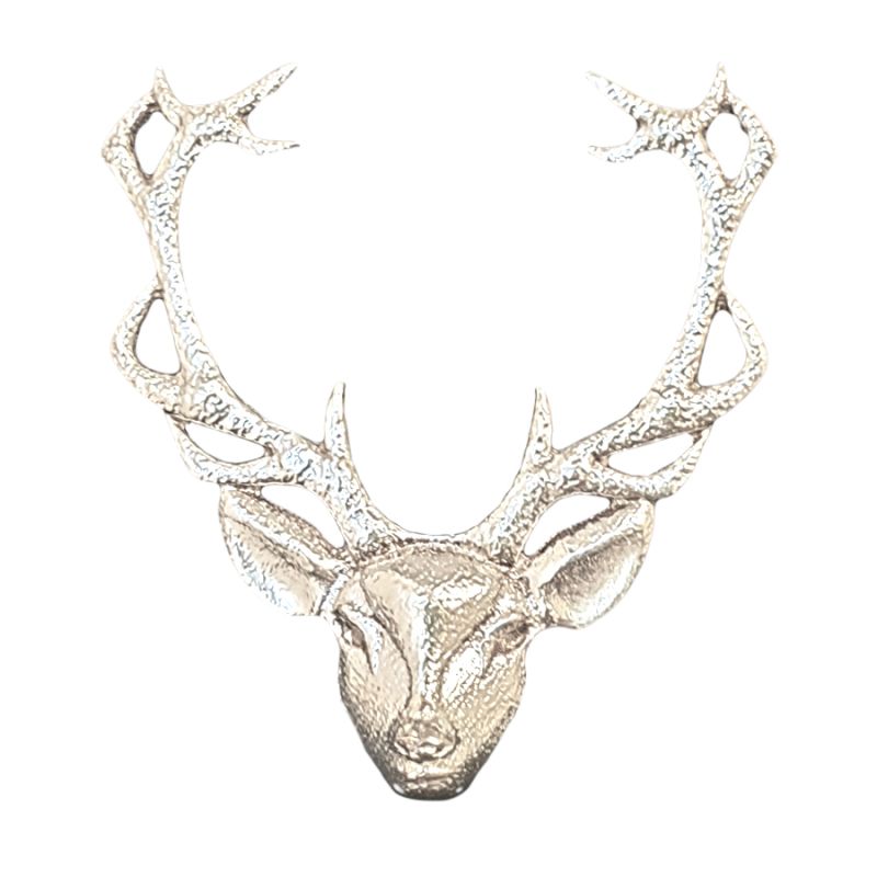 Stags Head Brooch in Sterling Silver