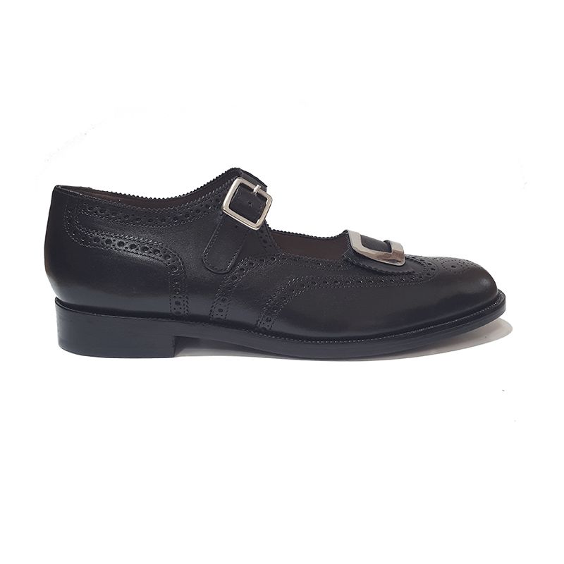 Buckle Brogues in Black Leather