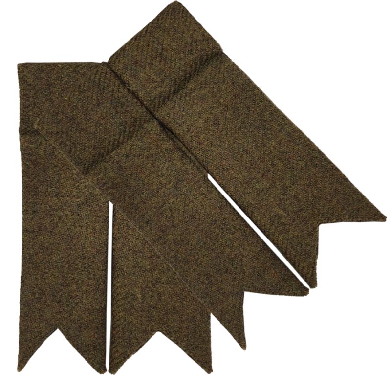 Dark Olive Tweed Garter Flashes to tone with kilt