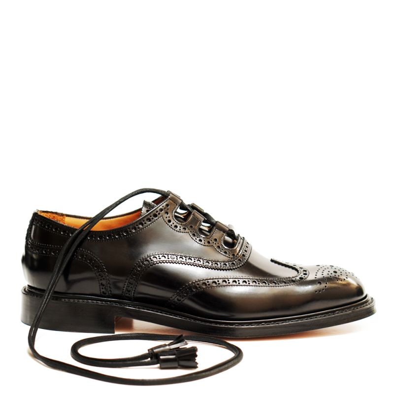 Joseph Cheaney X Kinloch Anderson Heritage Ghillie Day Brogues in Bookbinder Black Leather