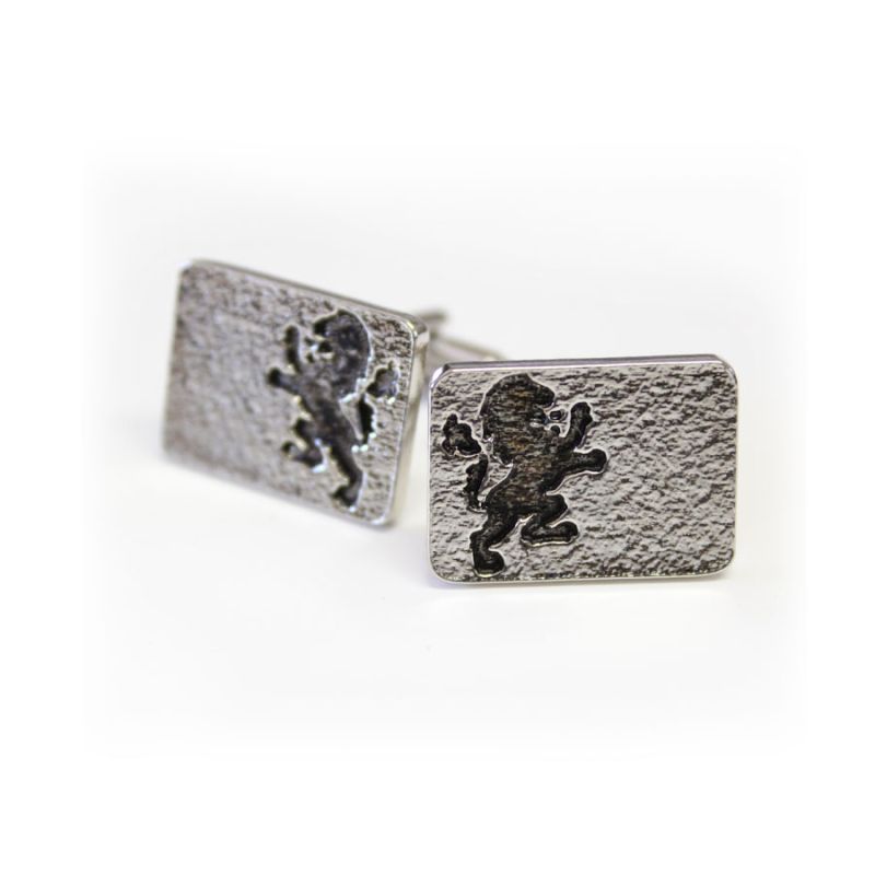 Lion Rampant Rectangle Pewter Cufflinks
