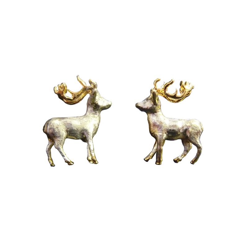 Sterling Silver and 24 carat Gold Stag Cufflinks