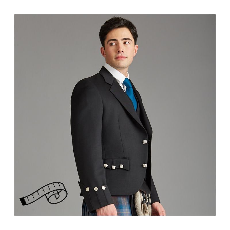 The Kinloch Anderson Argyll Kilt Jacket in Black Barathea Made to Order