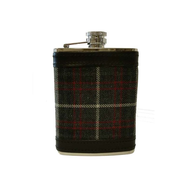 Hip Flask in Kinloch Anderson Castle Grey Tartan 
