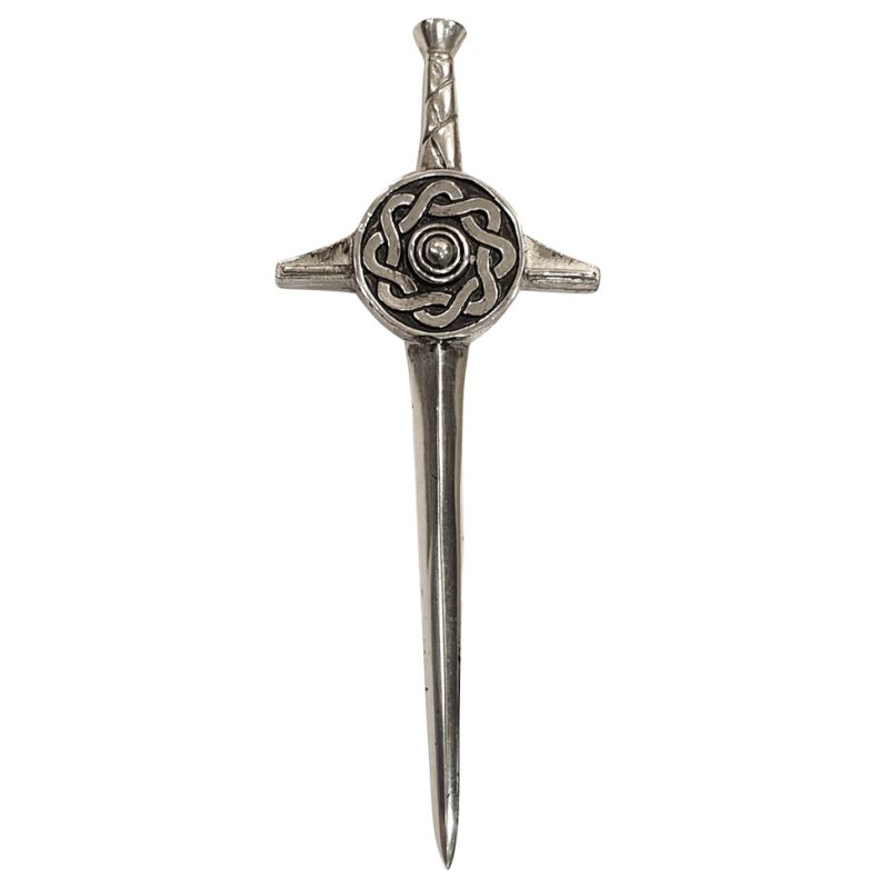 Targe Sword Kilt Pin in Pewter Finish