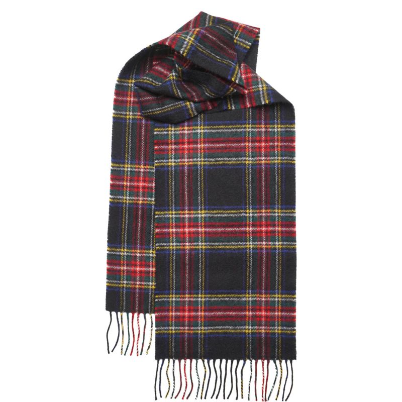 Stewart Black Lambswool Tartan Scarf